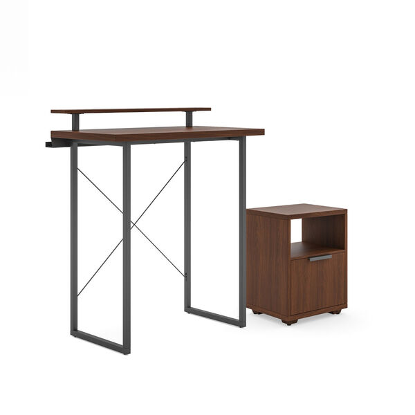 Merge Brown Standing Desk and File Cabinet, Two-Piece, image 1