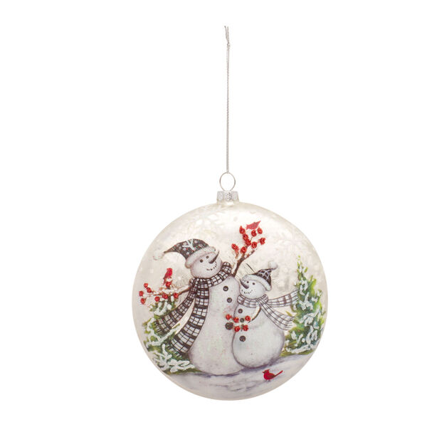White Red Disc Snowman Ornament, Set of Six, image 1