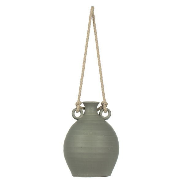 Gray Terracotta Bottle Rope Handle Container, image 1