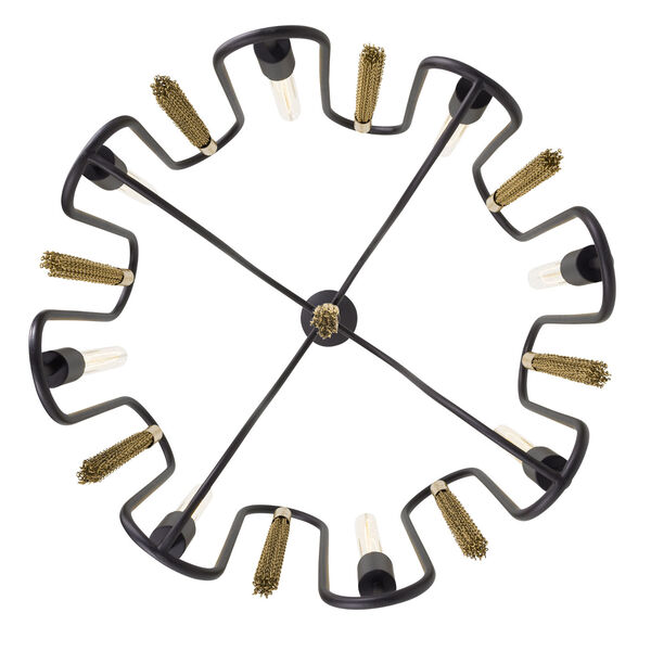 Darden Matte Black and Antique Gold Eight-Light Pendant, image 5