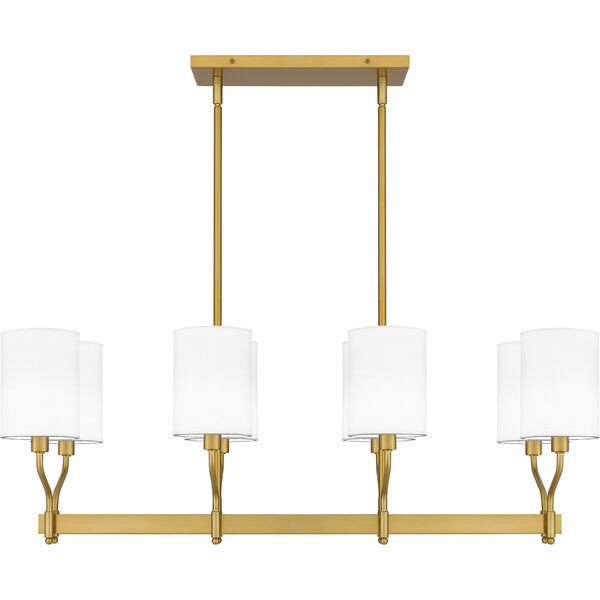 Parkington Aged Brass and White Eight-Light Chandelier, image 5