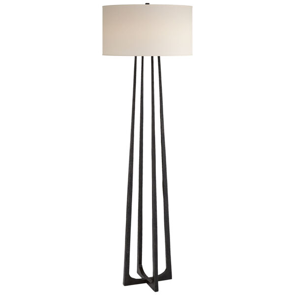 Scala Large Hand-Forged Floor Lamp in Aged Iron with Natural Percale Shade by Ian K. Fowler, image 1