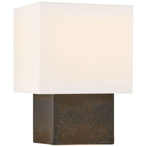 Pari Mini Square Table Lamp in Stained Black Metallic with Linen Shade by Kelly Wearstler, image 1