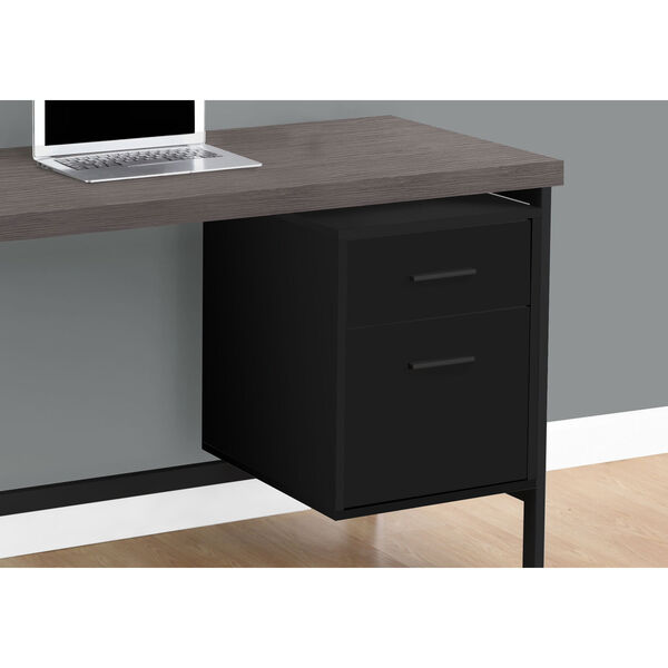 Black and Gray 24-Inch Computer Desk with Wooden Top, image 3