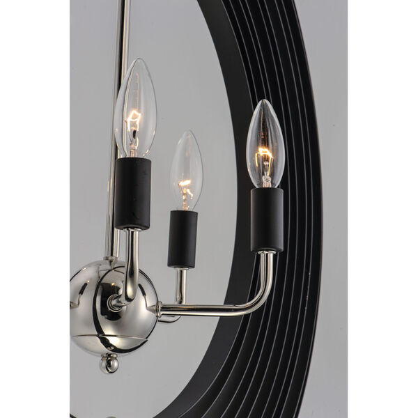 Radial Polished Nickel and Black 31-Inch Five-Light Pendant, image 4