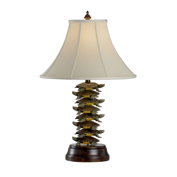 Bronze and Antique Silver One-Light  Tiered Turtles Lamp, image 1