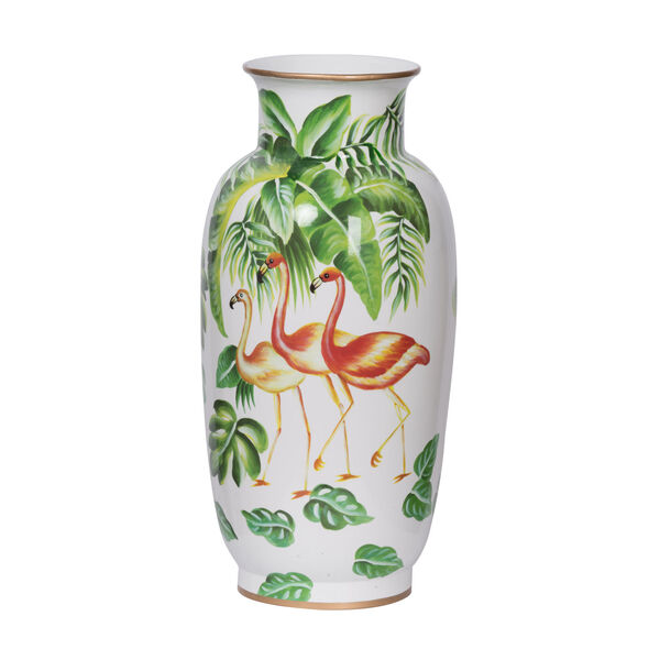 Lovise Green and White 16-Inch Botanical Vase, image 1