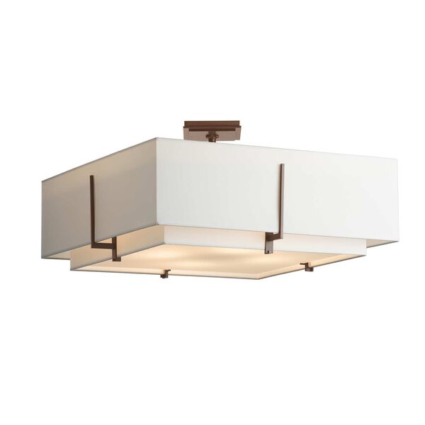 Exos Bronze Four-Light Semi Flush Mount with Natural Anna Outer Shade, image 1