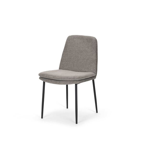 Eve Gray Fabric and Matte Black Metal Dining Chair, image 1