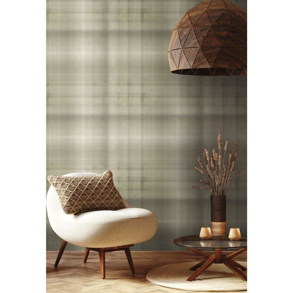 Ronald Redding Beige Sterling Plaid Non Pasted Wallpaper, image 1