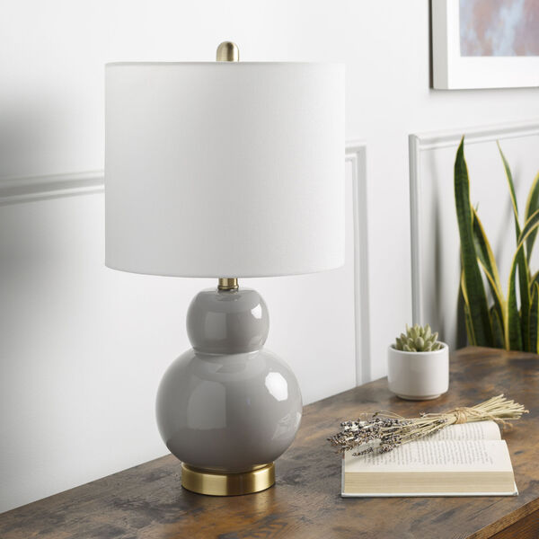 Limestone Gray, Gold and White Table Lamp, image 2