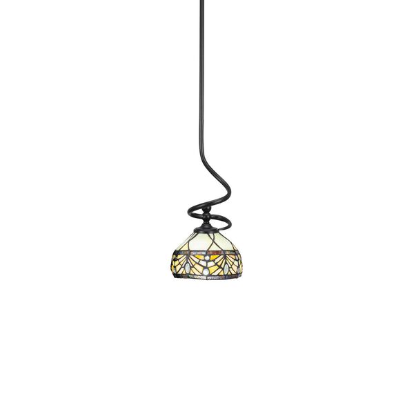 Capri Matte Black One-Light Mini Pendant with Royal Merlot Art Glass, image 1