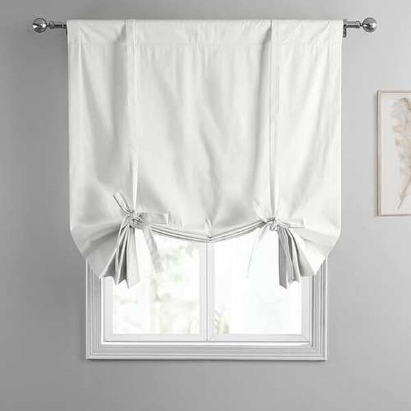 Whisper White Solid Cotton Tie-Up Window Shade Single Panel, image 4