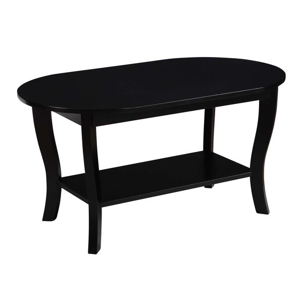 American Heritage Black Oval Coffee Table with Shelf, image 1