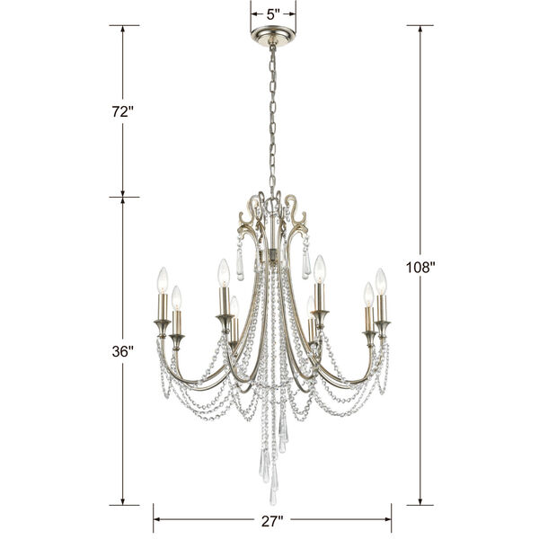 Arcadia Antique Silver Eight-Light Chandeliers, image 5
