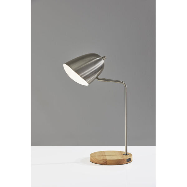 Jude Brushed Steel and Natural One-Light Desk Lamp, image 2