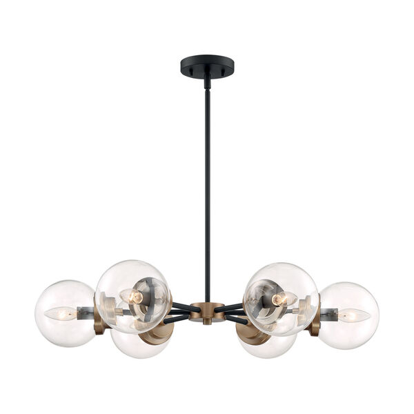 Axis Matte Black and Brass Six-Light Chandelier, image 3