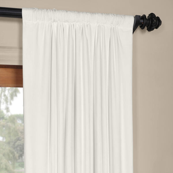 White 120 x 50 In. Plush Velvet Curtain Single Panel, image 3