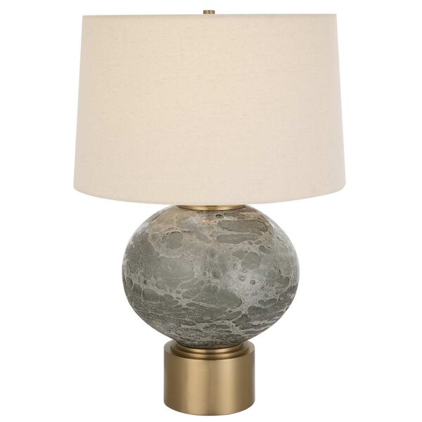 Lunia Gray and Antique Brushed Brass Glass Table Lamp, image 1