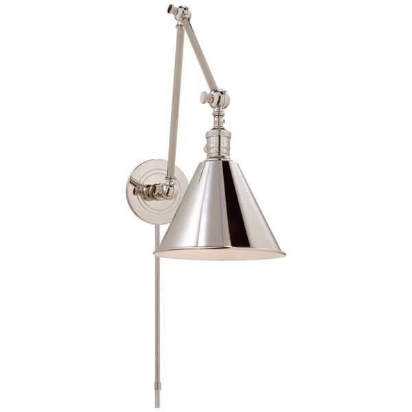 Boston Functional Double Arm Library Light in Polished Nickel by Chapman and Myers, image 1