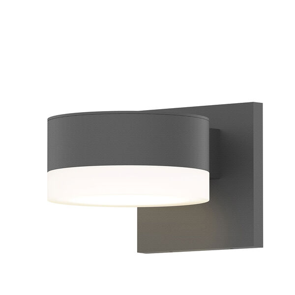 Inside-Out REALS Textured Gray Cylinder Lens and Plate Cap Wall Sconce with Frosted White Lens, image 1