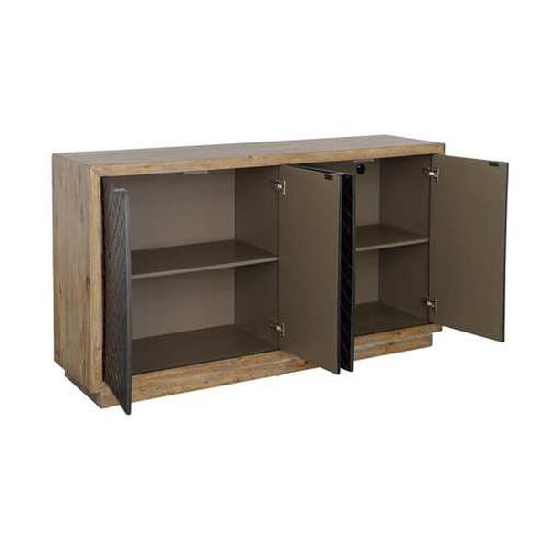Lennox Natural Black Credenza with Four Doors, image 3