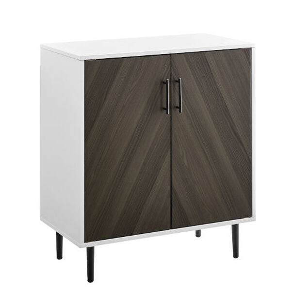 Hampton Ash Brown and Solid White Bookmatch Accent Cabinet, image 1