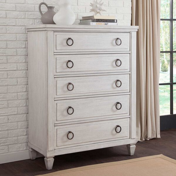 Salter Path Oyster White Wire Brushed Five Drawer Chest, image 2