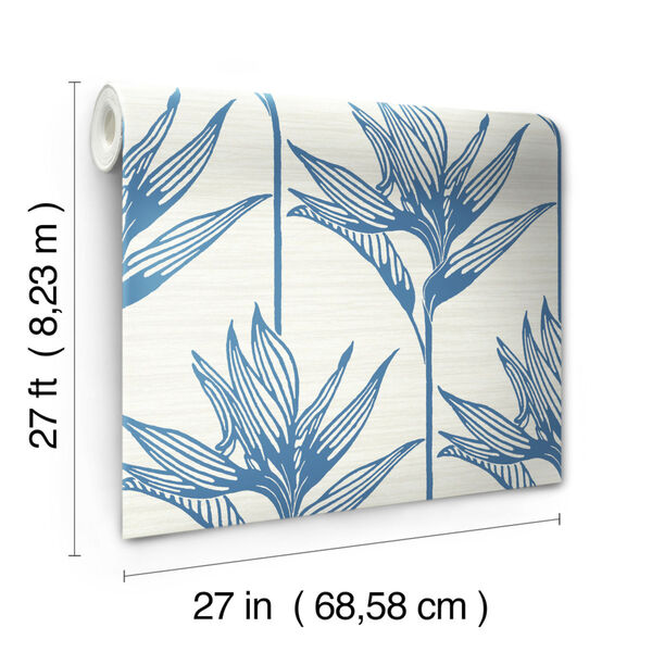 Tropics Blue Bird of Paradise Pre Pasted Wallpaper - SAMPLE SWATCH ONLY, image 4
