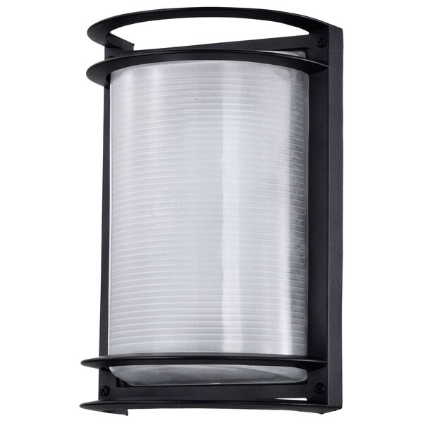 Black LED Rectangular Bulk Head Outdoor Wall Mount with White Glass, image 1