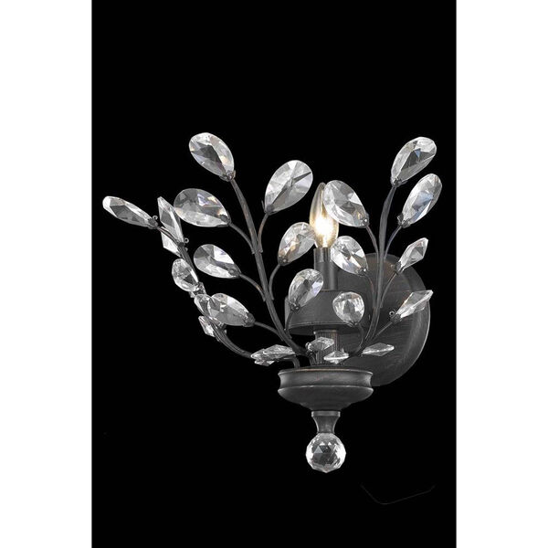Orchid Dark Bronze One-Light Wall Sconce with Royal Cut Crystal, image 1