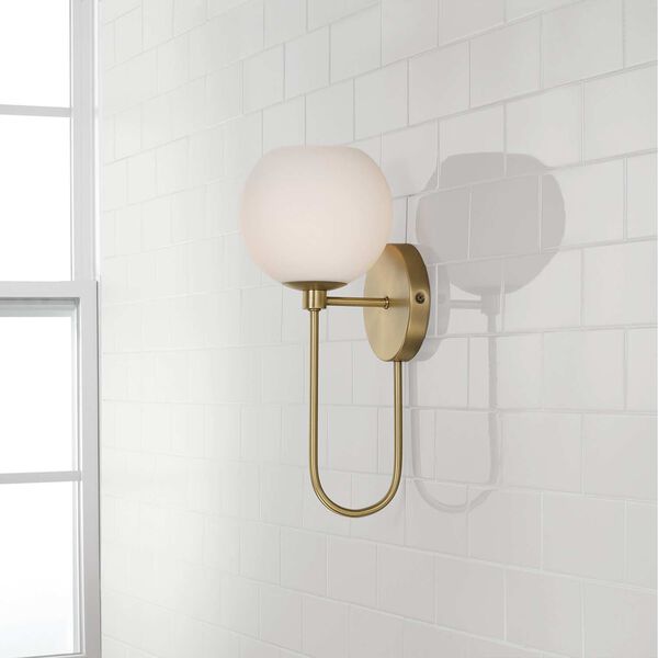 Ansley Aged Brass One-Light Circular Globe Wall Sconce, image 2