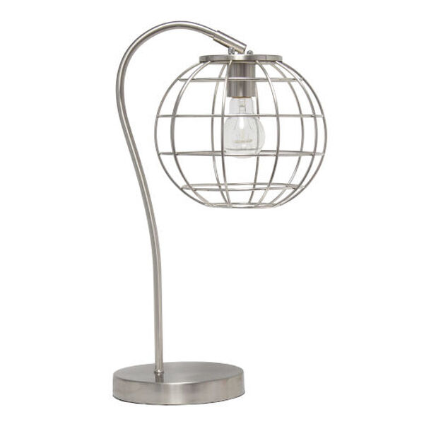 Wired Brushed Nickel One-Light Cage Table Lamp, image 1