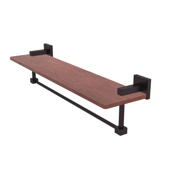 Montero Antique Bronze 22-Inch Solid IPE Ironwood Shelf with Integrated Towel Bar, image 1