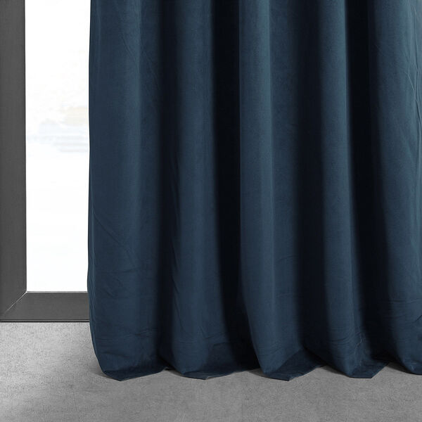 Signature Midnight Blue Blackout Velvet Pole Pocket Single Panel Curtain, 50 X 84, image 13