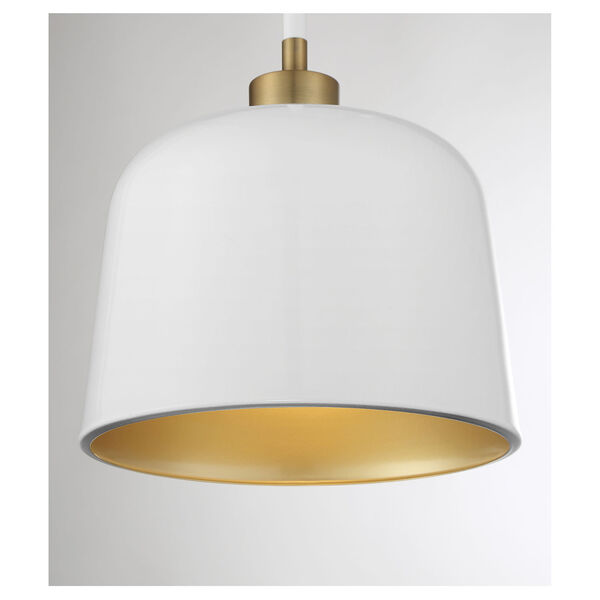 Chelsea White with Natural Brass One-Light Mini Pendant, image 5