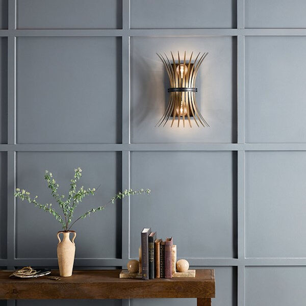 Homestead Natural Brass and Black Two-Light Wall Sconce, image 3
