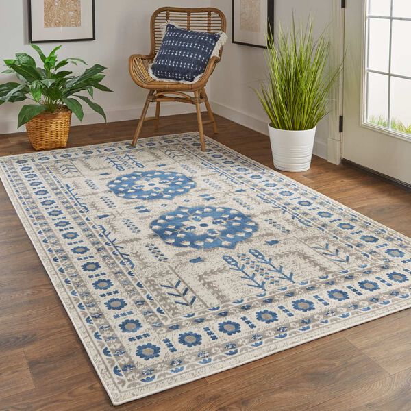 Foster Blue Gray Ivory Rectangular 6 Ft. 5 In. x 9 Ft. 6 In. Area Rug, image 3