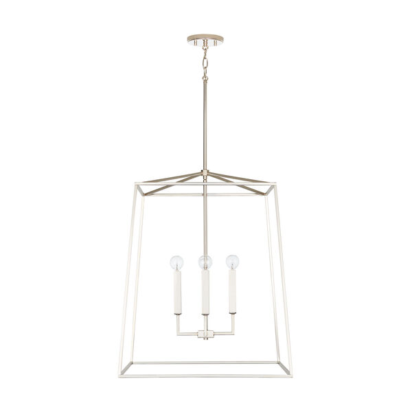 Thea Polished Nickel 78-Inch Four-Light Foyer Pendant, image 1