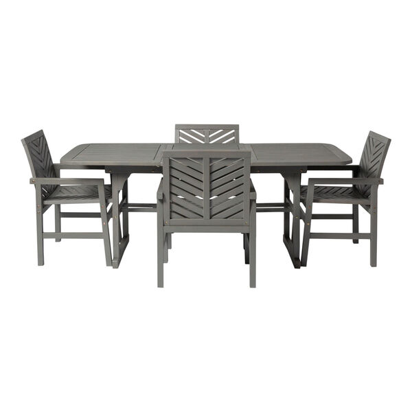 Gray Wash 35-Inch Five-Piece Extendable Outdoor Dining Set, image 5