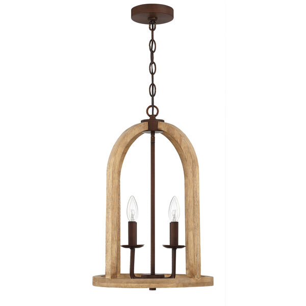 Aberdeen Natural Wood And Aged Bronze Brushed 14-Inch Four-Light Pendant, image 4