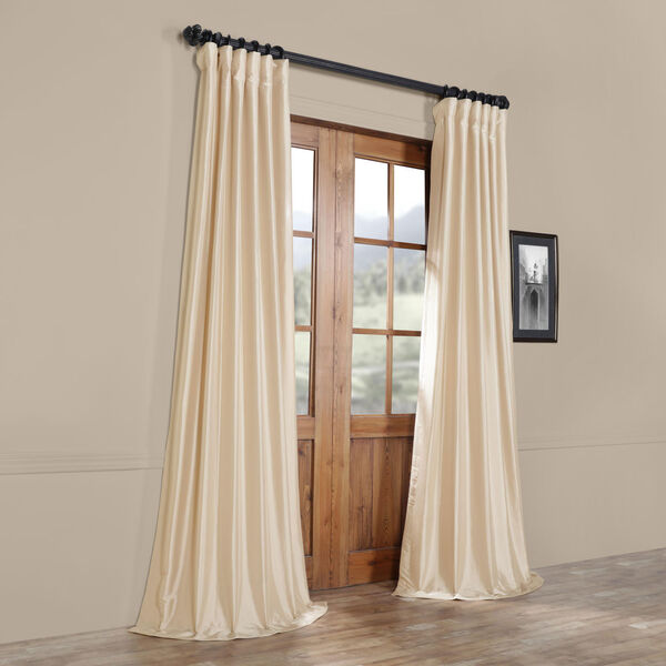 Antique Beige Faux Silk Taffeta Single Panel Curtain, 50 X 84, image 8