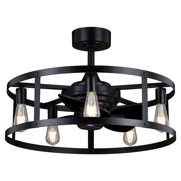 Akron Black Five-Light LED Chandelier Ceiling Fan with Remote, image 4