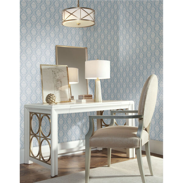 Damask Resource Library Blue 20.5 In. x 33 Ft. Petite Ogee Wallpaper, image 2