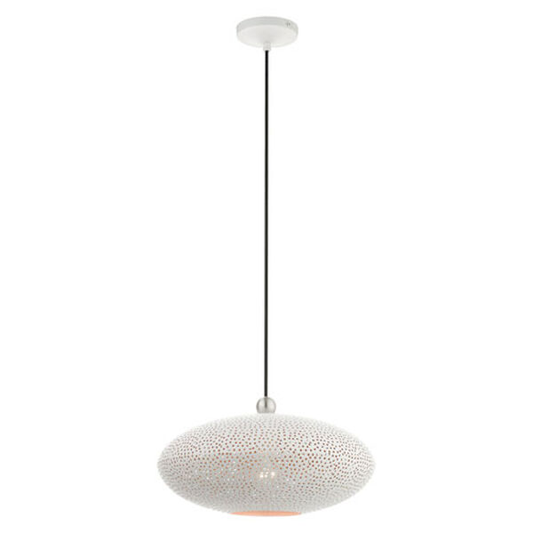 Dublin White and Brushed Nickel One-Light Pendant with Metal Shade, image 5