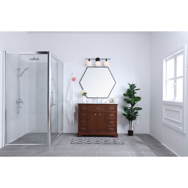 Gene Black Three-Light Bath Vanity with Frosted White Glass, image 2