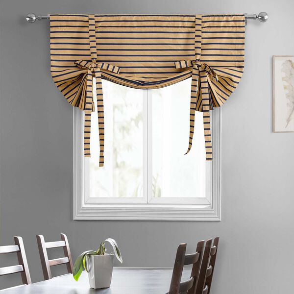 Gold And Black Hand Weaved Cotton Tie Up Window Shade Single Panel, image 4