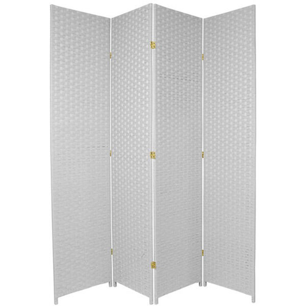 Seven Ft. Tall Woven Fiber Room Divider White Four Panel, Width - 78 Inches, image 1