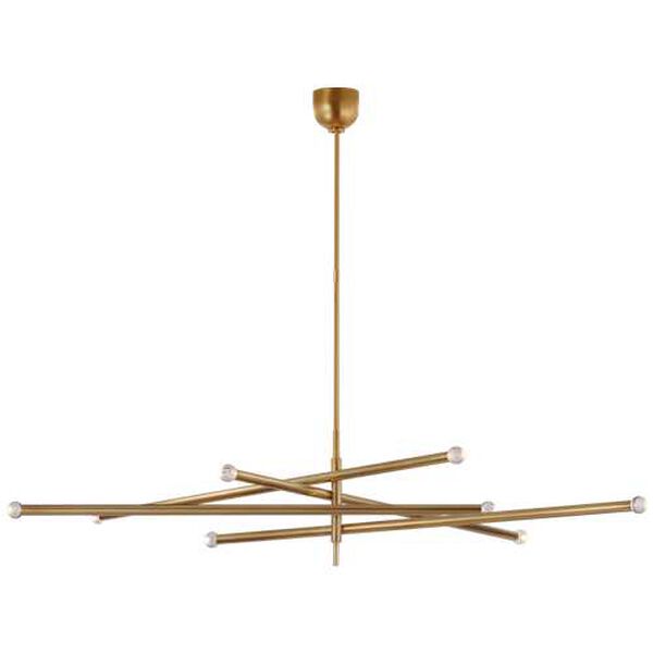 Rousseau Burnished Brass Eight-Light LED Oversized Articulating Chandelier with Clear Glass by Kelly Wearstler, image 1
