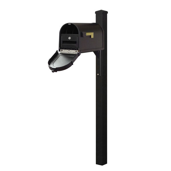 Berkshire Curbside Black Mailbox with Locking Insert and Wellington Mailbox Post, image 1